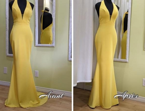 Hemming a dress with a train