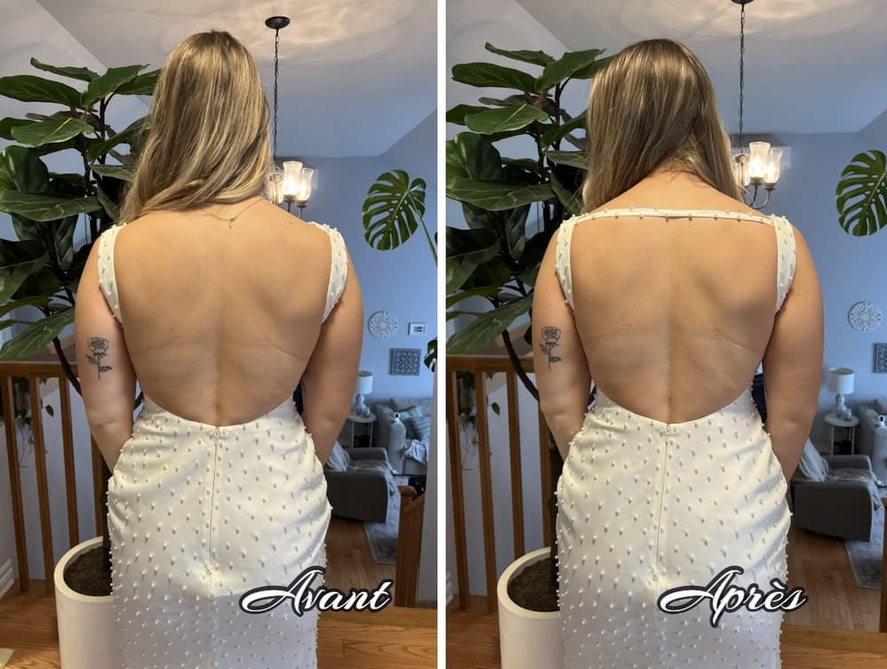 Retouche d’une robe mariée dos-nu Laval, Montréal